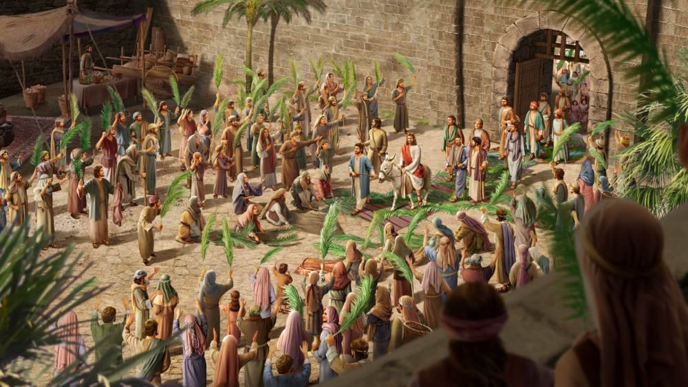 The Lord Jesus Rides A Donkey Into The City Of Jerusalem