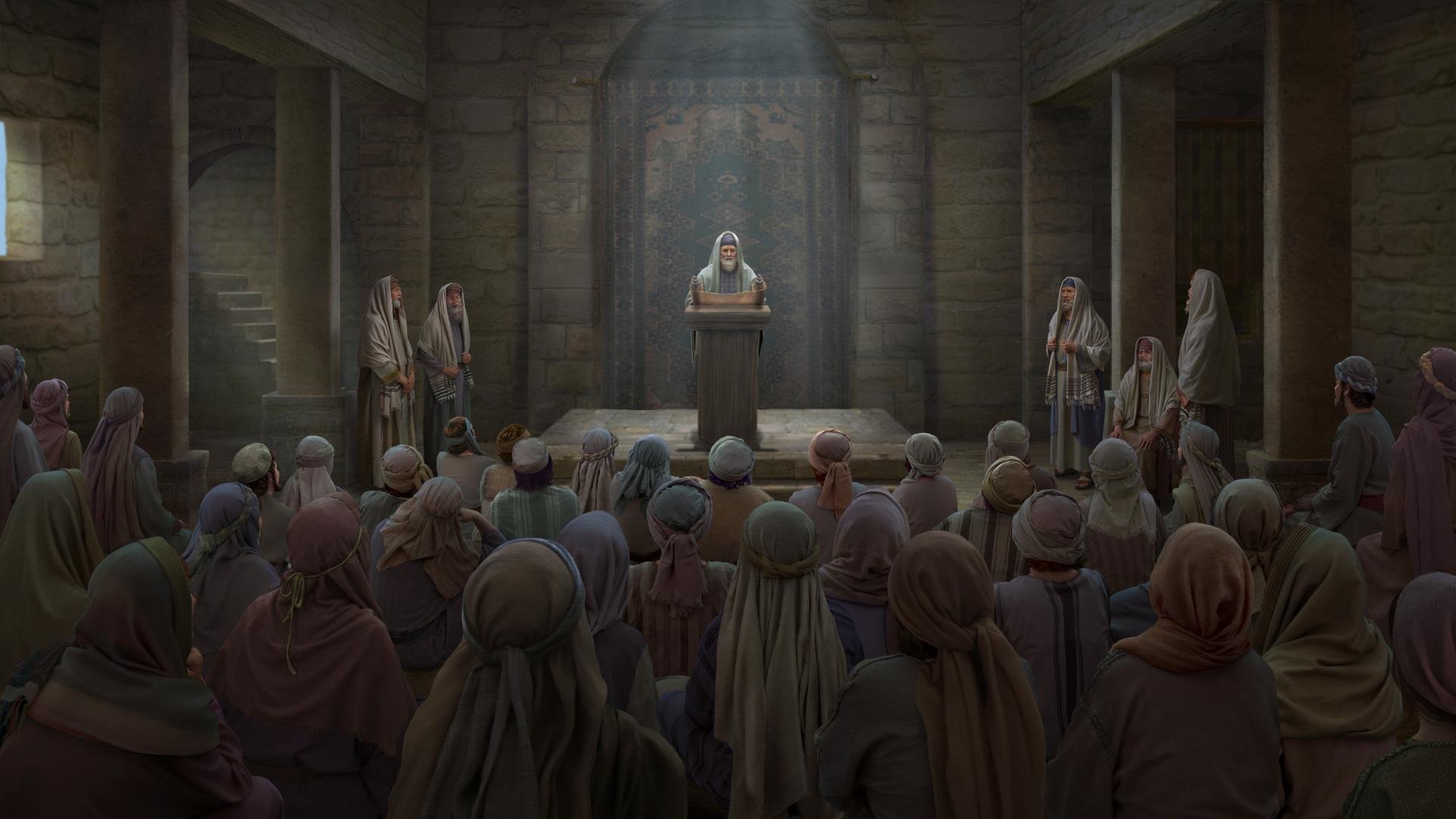 The Pharisees And Common People Observing The Sabbath In The Synagogue