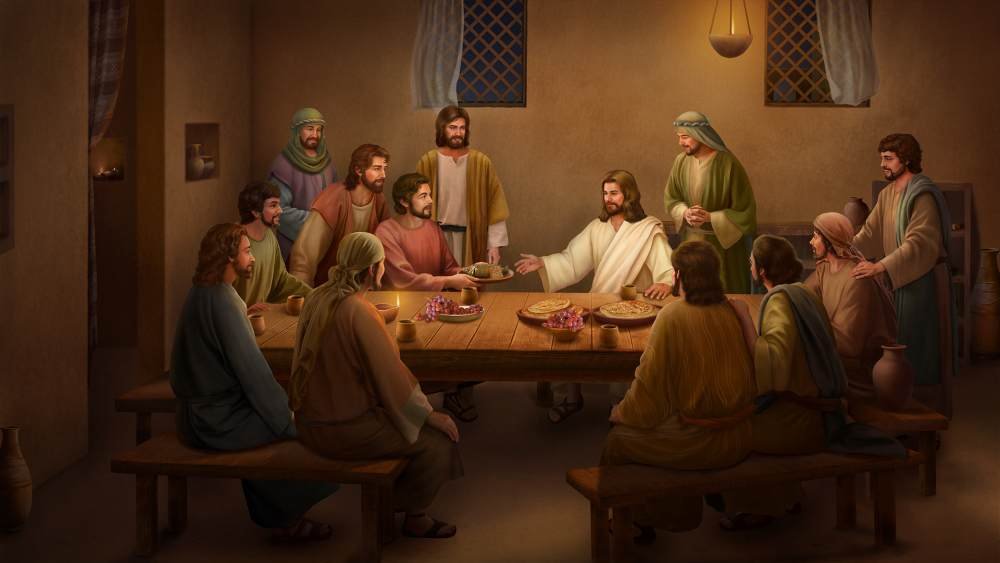 The Resurrected Lord Jesus Receives A Broiled Fish From His Disciple